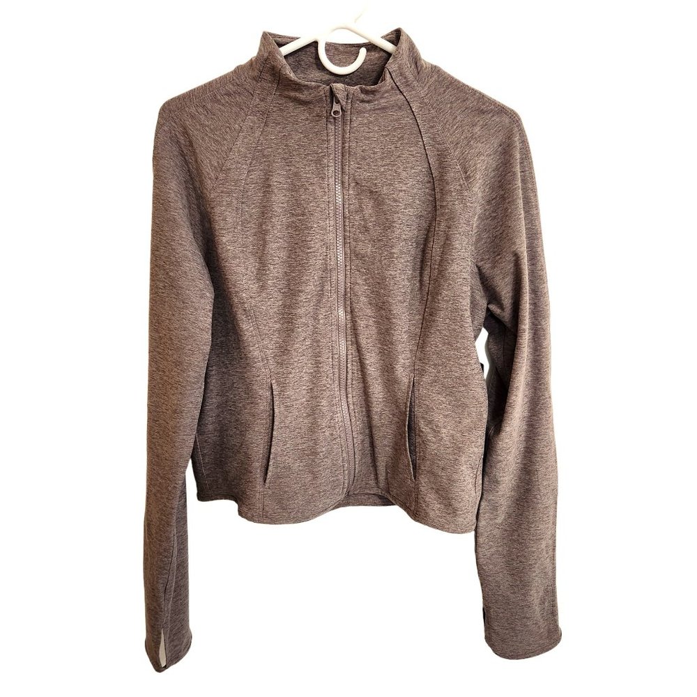 NWT Yogalicious Lux Camel Color Cropped Stand Up Collar Zip Jacket Size XL